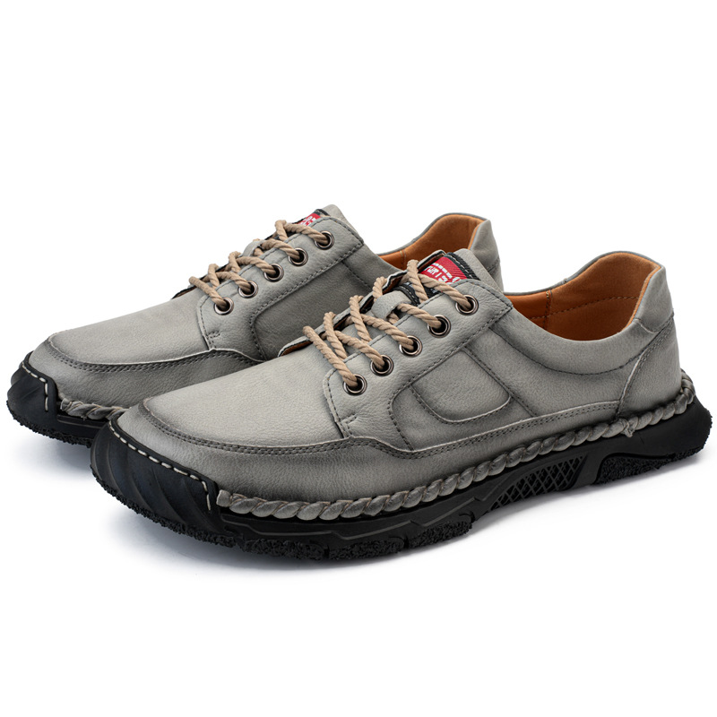 Hand-stitched men's loafers with anti-collision and anti-slip features.