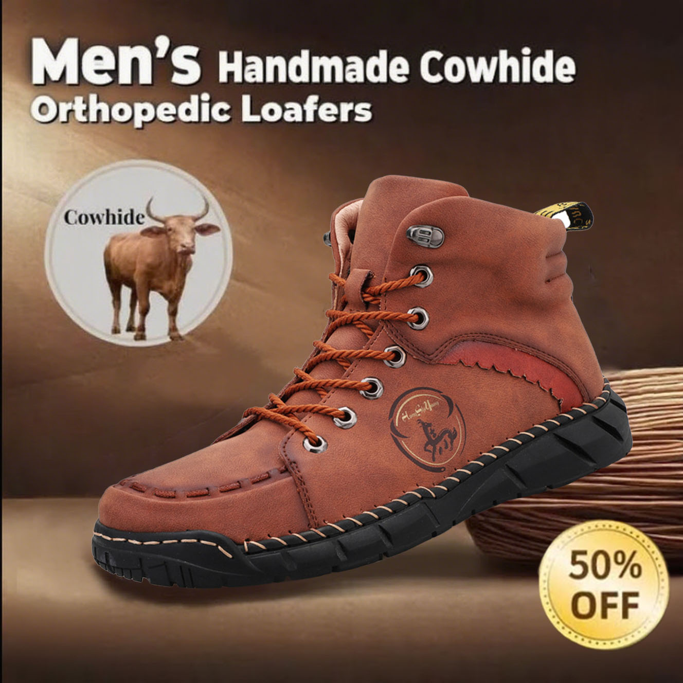 60% OFF🔥Casual leather arch support non-slip wear-resistant high-top Hiking Shoes