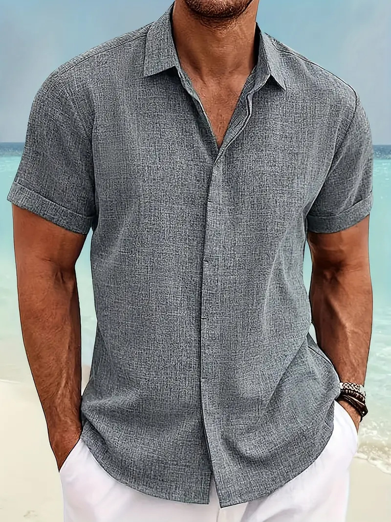 ⏰Promotion 50% OFF - Men's Plus Size Loose Fit Cotton Linen Short Sleeve Shirts Casual Beach Summer Designer Blouse