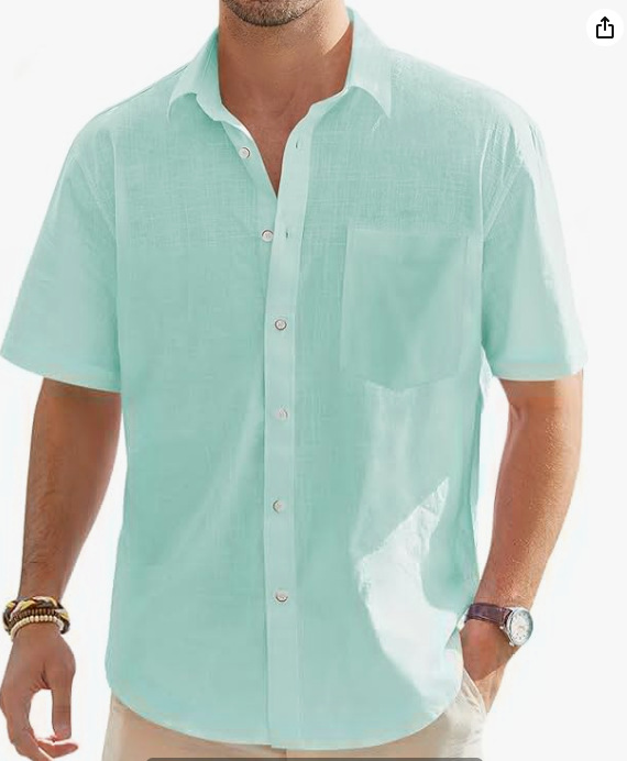 ⏰Promotion 50% OFF - Men’s Linen Cotton Short Sleeve Beach Button Shirt – New Arrival
