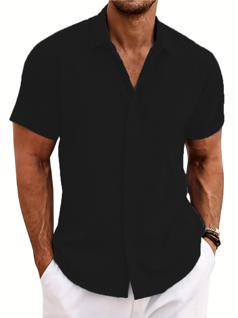 ⏰Promotion 50% OFF - Men's Plus Size Loose Fit Cotton Linen Short Sleeve Shirts Casual Beach Summer Designer Blouse