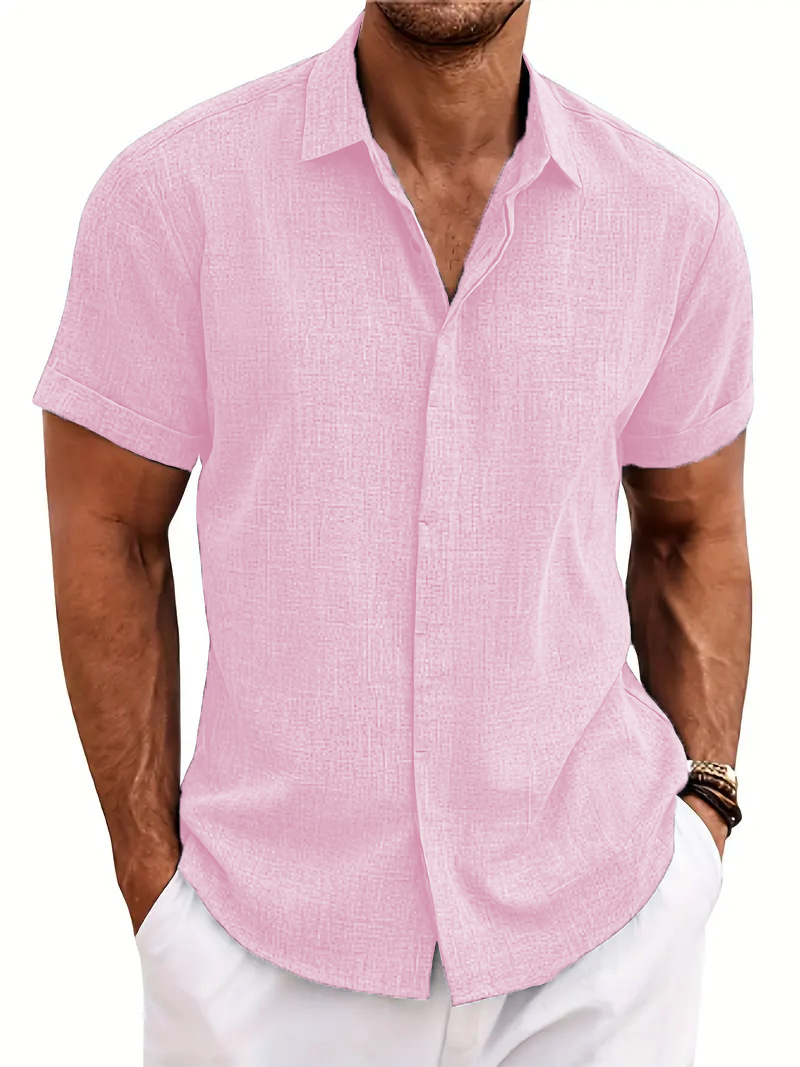 ⏰Promotion 50% OFF - Men's Plus Size Loose Fit Cotton Linen Short Sleeve Shirts Casual Beach Summer Designer Blouse