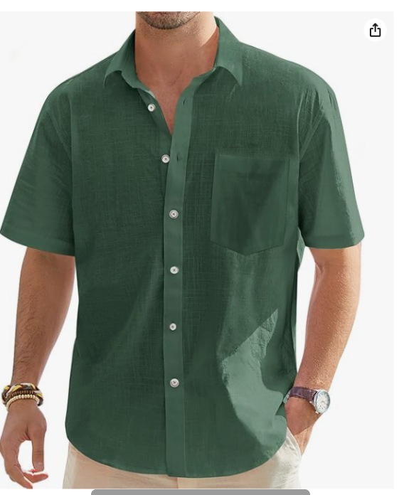 ⏰Promotion 50% OFF - Men’s Linen Cotton Short Sleeve Beach Button Shirt – New Arrival