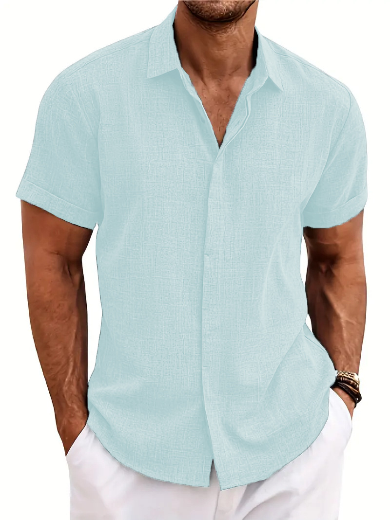 ⏰Promotion 50% OFF - Men's Plus Size Loose Fit Cotton Linen Short Sleeve Shirts Casual Beach Summer Designer Blouse