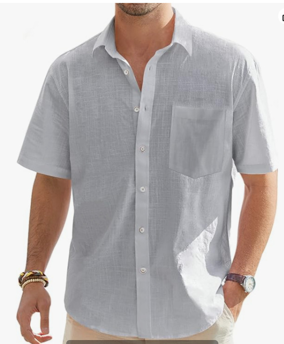 ⏰Promotion 50% OFF - Men’s Linen Cotton Short Sleeve Beach Button Shirt – New Arrival
