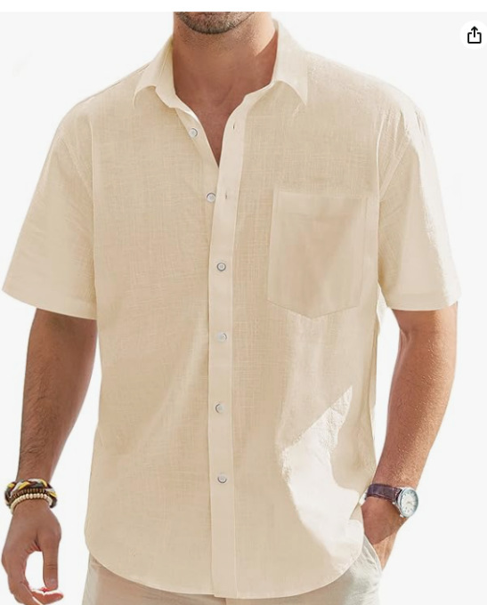 ⏰Promotion 50% OFF - Men’s Linen Cotton Short Sleeve Beach Button Shirt – New Arrival