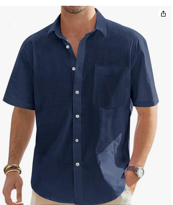 ⏰Promotion 50% OFF - Men’s Linen Cotton Short Sleeve Beach Button Shirt – New Arrival