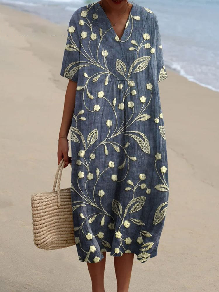 Women's Abstract Pattern Casual Floral Cotton Dress