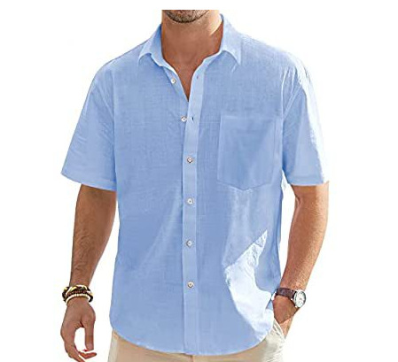⏰Promotion 50% OFF - Men’s Linen Cotton Short Sleeve Beach Button Shirt – New Arrival