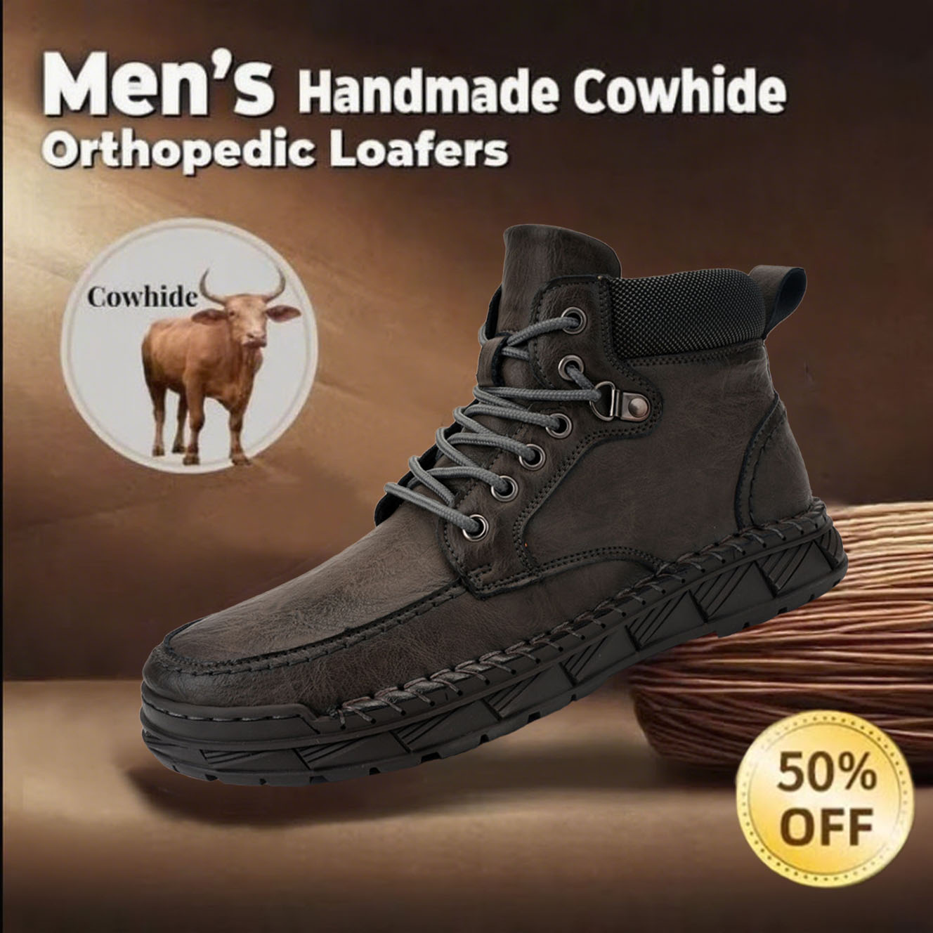 ⏰ 50% off - Newest Men's Orthopedic Leather Hiking Shoes