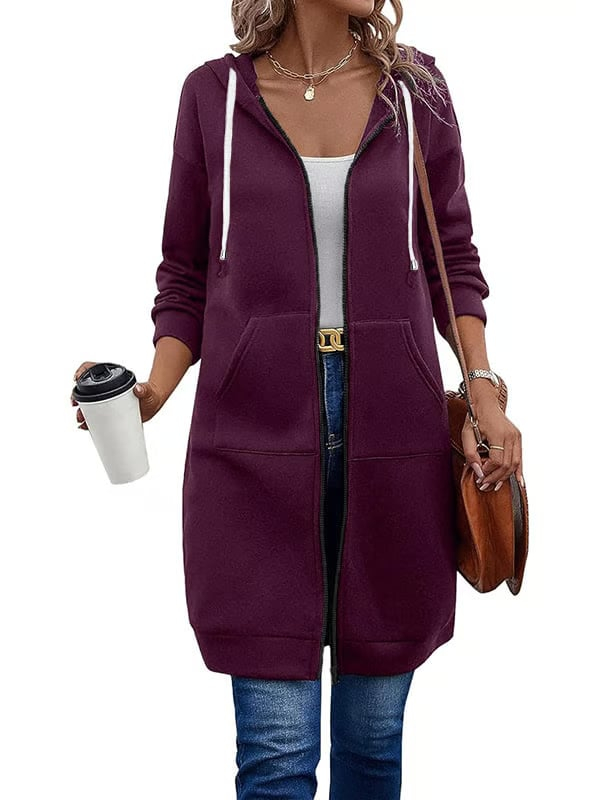 Women Casual Zip up Polyester Hoodies
