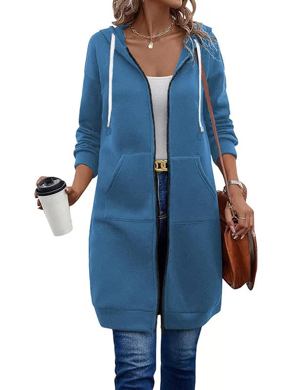Women Casual Zip up Polyester Hoodies