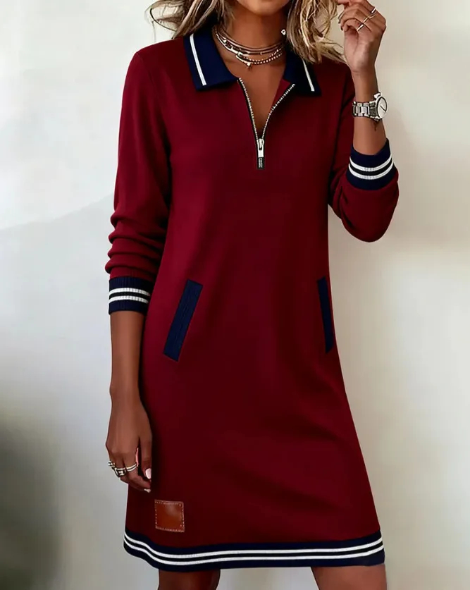 Women's Chic Zip-Neck Dress