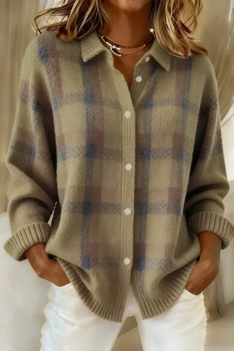 CLEARANCE SALE🔥Women's Soft Knit Check Cardigan