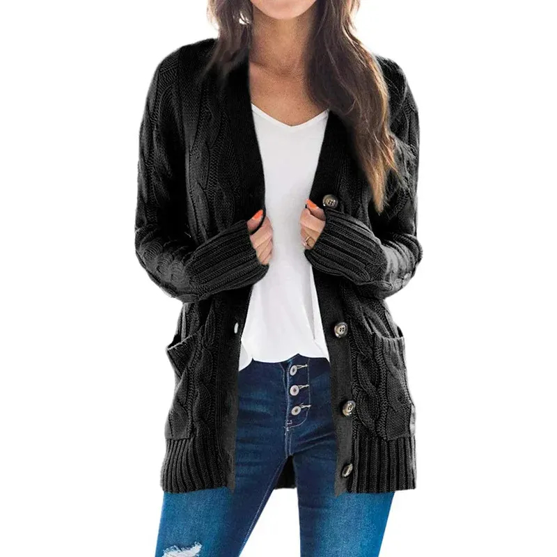 Wool Lovers’ Favorite – Women’s Wool Blend Button-Down Cardigan with Pockets