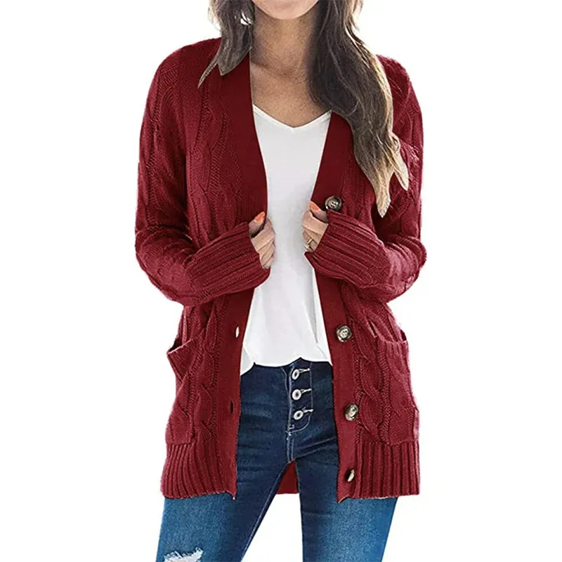 Wool Lovers’ Favorite – Women’s Wool Blend Button-Down Cardigan with Pockets