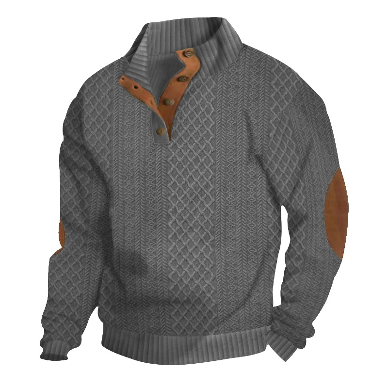 🔥Christmas Hot Sale🔥Men's Outdoor Casual Stand Cashmere Button Long Sleeve Sweater