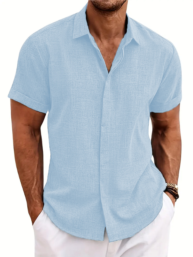 ⏰Promotion 50% OFF - Men's Plus Size Loose Fit Cotton Linen Short Sleeve Shirts Casual Beach Summer Designer Blouse