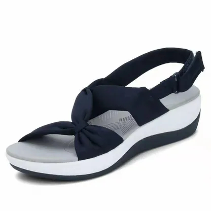 🔥60% OFF Ladies Bow Slingback Platform Wedges Light Breathable Fabric Casual Summer Sandals