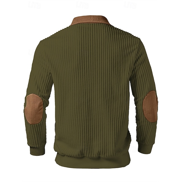 Men's Polo Polo Shirts Vacation Street Quarter Zip Long Sleeve Fashion Basic Color Block Jacquard Patchwork Fall & Winter Regular Fit Black White Army Green Apricot Polo