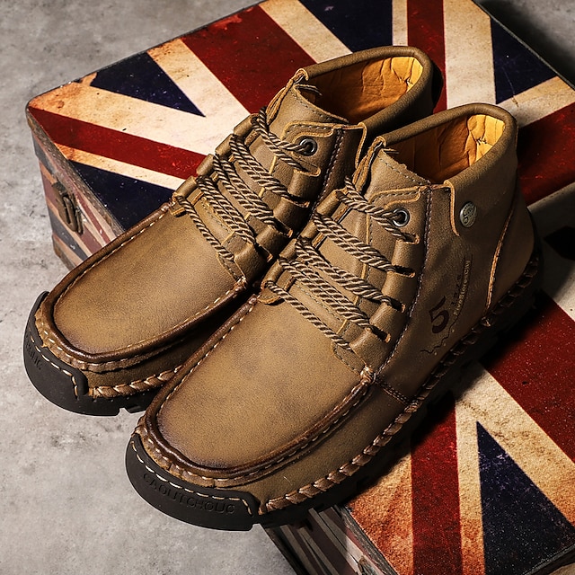 🔥Hot Selling🔥 Men's New High-Top Lace-Up Genuine Leather Soft-Soled Orthopedic Shoes