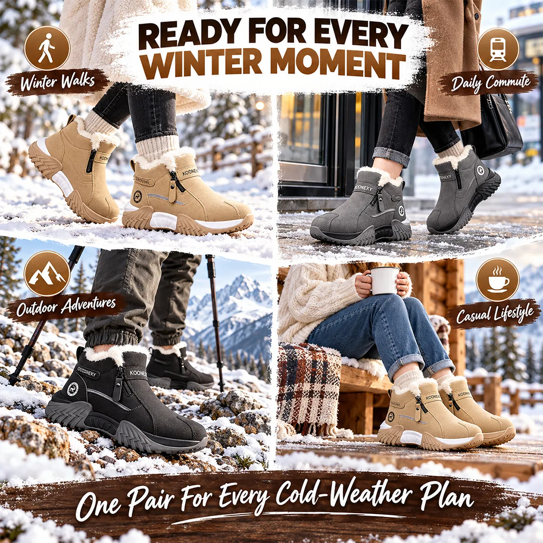 Warm Fleece Winter Snow Boots with Side Zip | Anti-Slip Outdoor Ankle Shoes