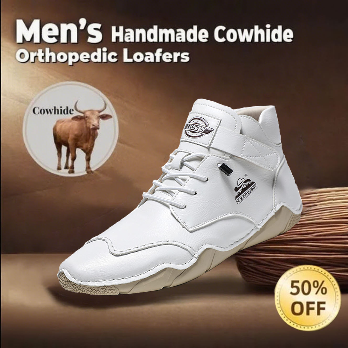 🔥Today 60% OFF Casual leather arch support non-slip wear-resistant high-top loafers