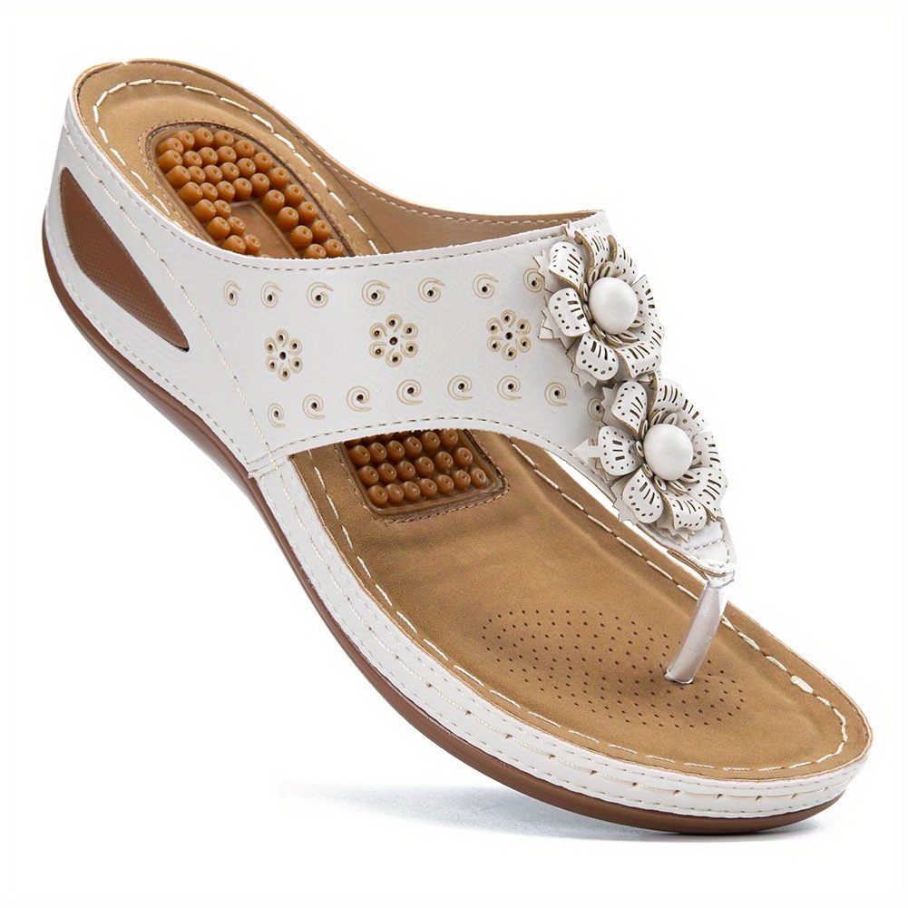 💝Last Day 60% OFF⭐Women's Massage Floral Decoration Non-slip Wedge Sandals, Comfortable Arch Support Sandals