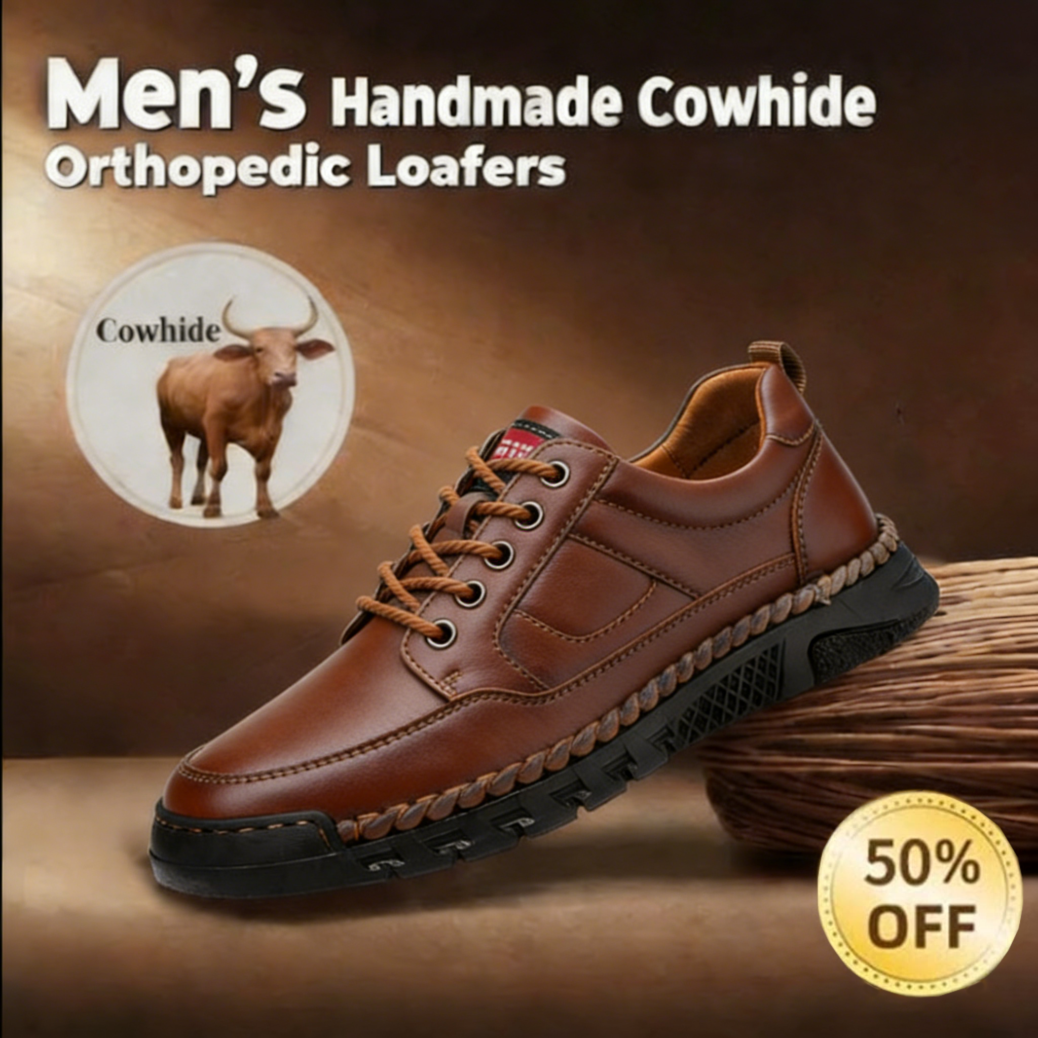 Hand-stitched men's loafers with anti-collision and anti-slip features.