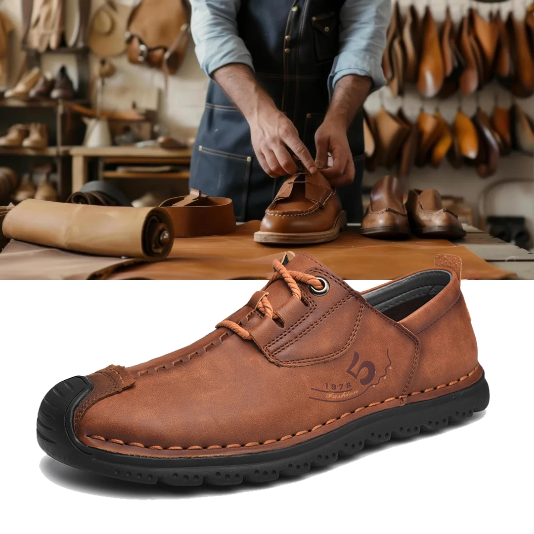 ⏰ Last day! 60% off 🔥 Men's handmade genuine leather lace-up casual shoes with non-slip, wear-resistant, and soft soles.