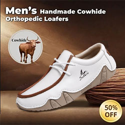 ⏰Limited Time Sale 60% OFF-Men's handmade genuine leather slip-on loafers with orthotic and foot support