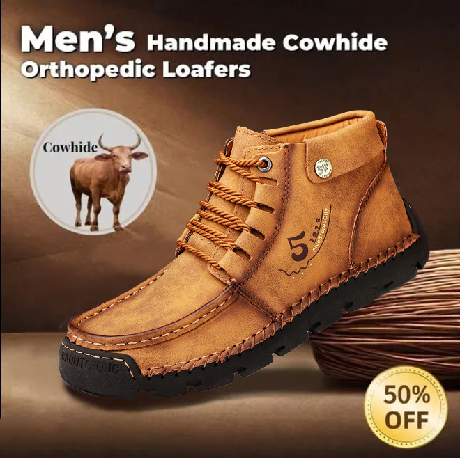 🔥Hot Selling🔥 Men's New High-Top Lace-Up Genuine Leather Soft-Soled Orthopedic Shoes