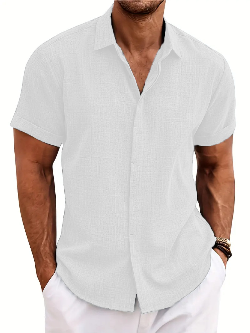 ⏰Promotion 50% OFF - Men's Plus Size Loose Fit Cotton Linen Short Sleeve Shirts Casual Beach Summer Designer Blouse