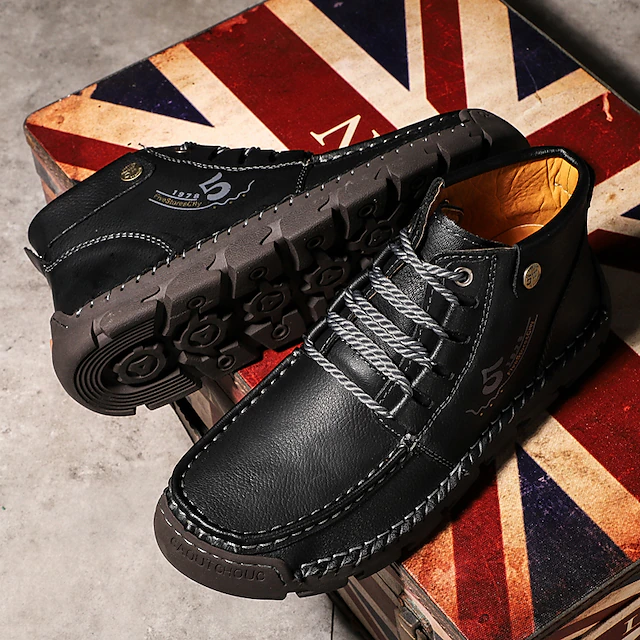 🔥Hot Selling🔥 Men's New High-Top Lace-Up Genuine Leather Soft-Soled Orthopedic Shoes