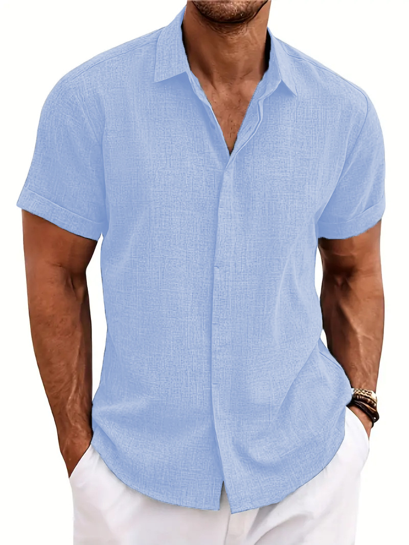⏰Promotion 50% OFF - Men's Plus Size Loose Fit Cotton Linen Short Sleeve Shirts Casual Beach Summer Designer Blouse