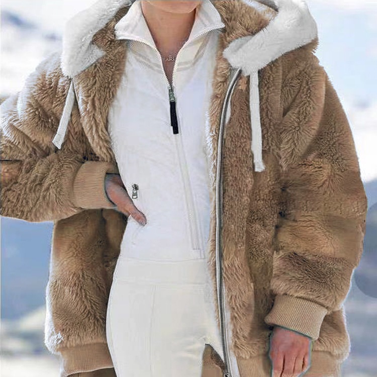 Oversized Women’s Zip-Up Hooded Jacket with Fleece Lining – Soft & Warm for Winter