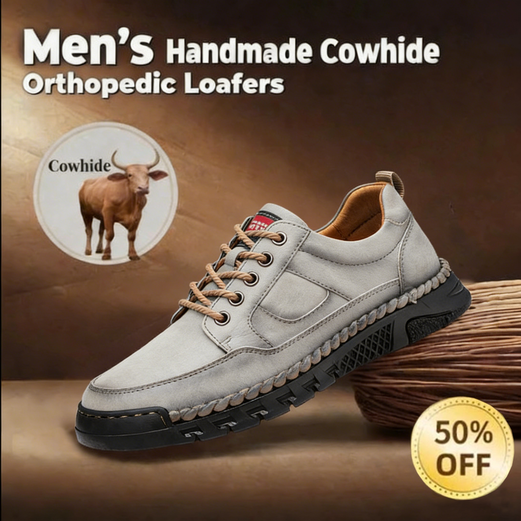 Hand-stitched men's loafers with anti-collision and anti-slip features.