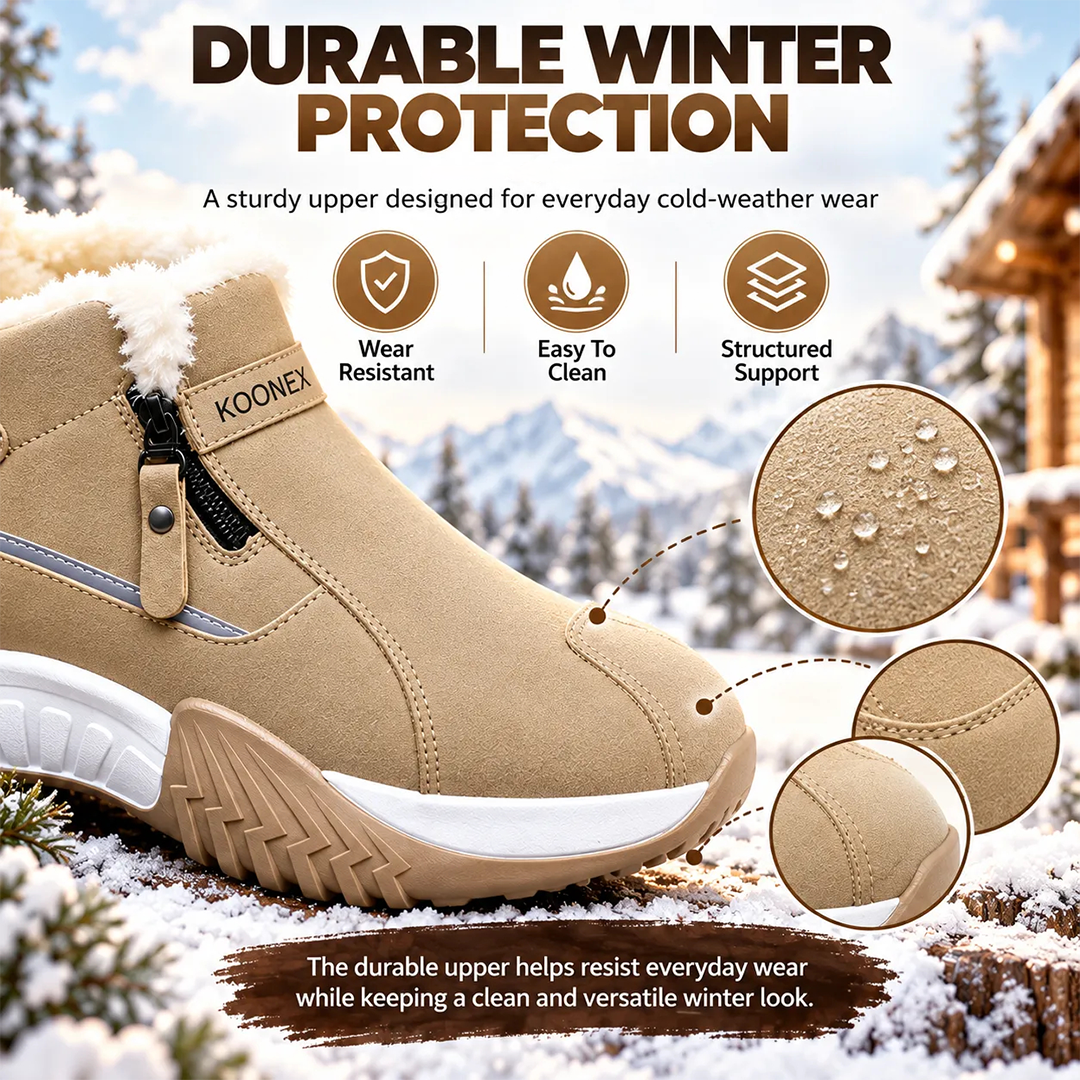 Warm Fleece Winter Snow Boots with Side Zip | Anti-Slip Outdoor Ankle Shoes