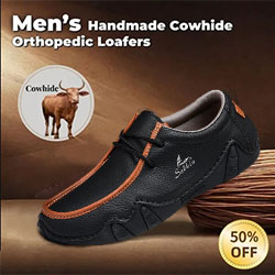 ⏰Limited Time Sale 60% OFF-Men's handmade genuine leather slip-on loafers with orthotic and foot support