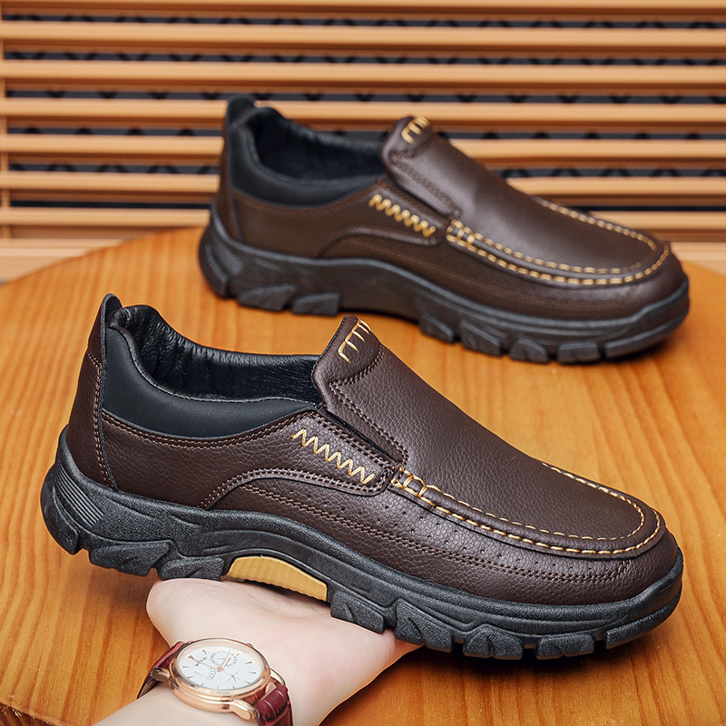 Men's genuine leather soft sole non-slip waterproof casual loafers