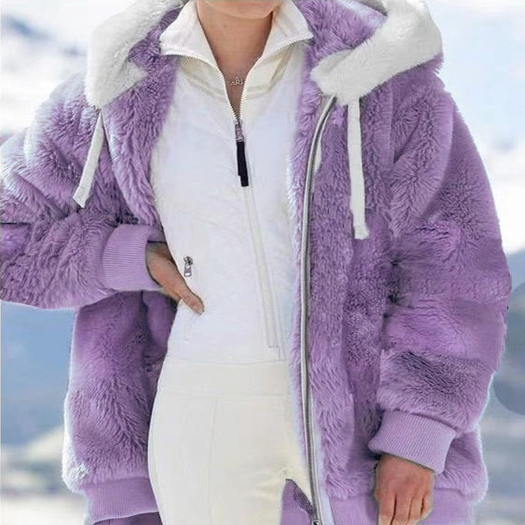 Oversized Women’s Zip-Up Hooded Jacket with Fleece Lining – Soft & Warm for Winter