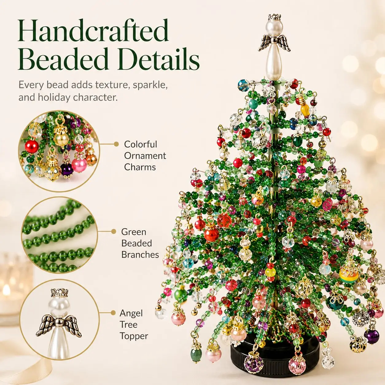 🎄✨ DIY Light-Up Glass Bead & Faux Pearl Christmas Tree Kit – Create Your Own Sparkling Holiday Decoration 💕