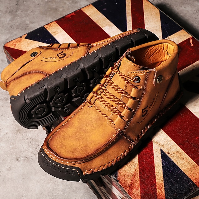 🔥Hot Selling🔥 Men's New High-Top Lace-Up Genuine Leather Soft-Soled Orthopedic Shoes