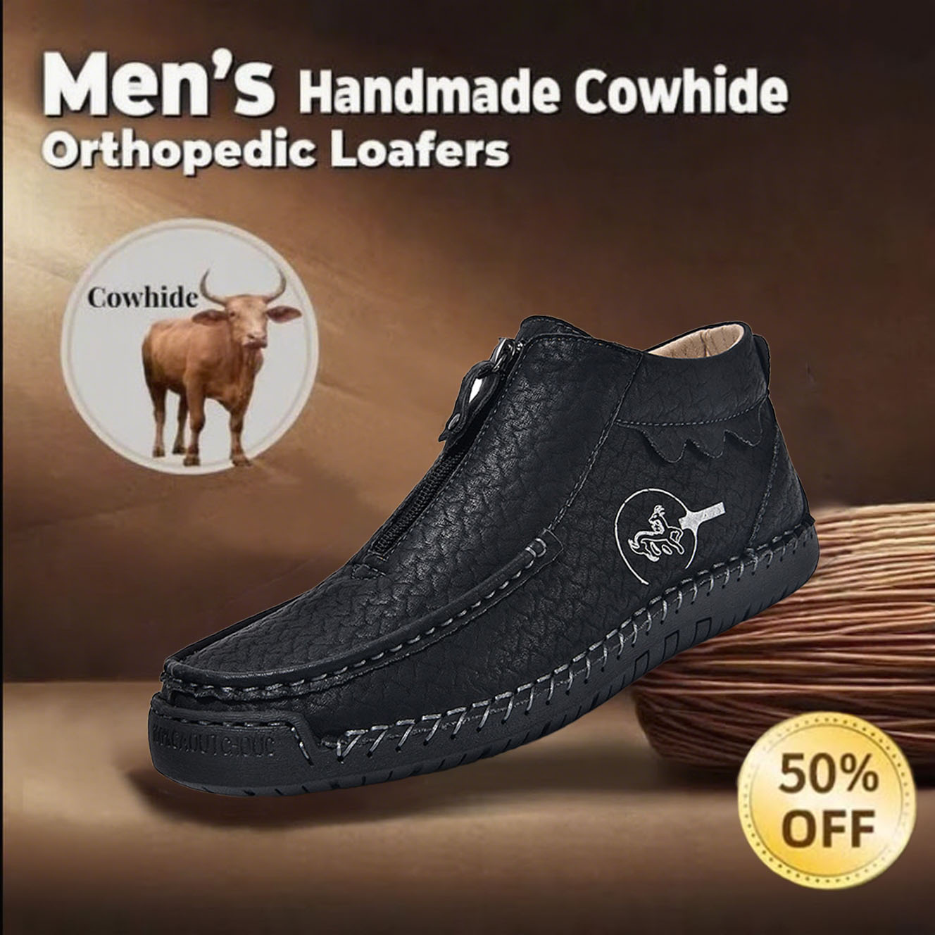 ⏰This Week 70% OFF🔥Casual leather arch support non-slip wear-resistant high-top loafers
