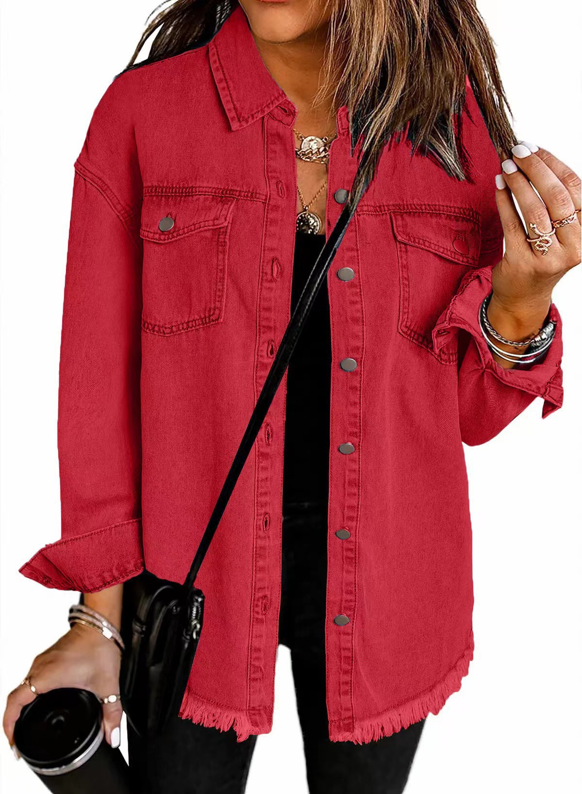 Casual Button Down Washed Jean Layering Jacket