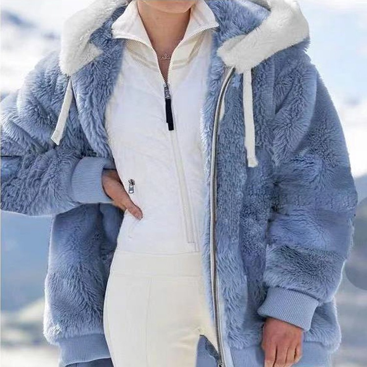 Oversized Women’s Zip-Up Hooded Jacket with Fleece Lining – Soft & Warm for Winter
