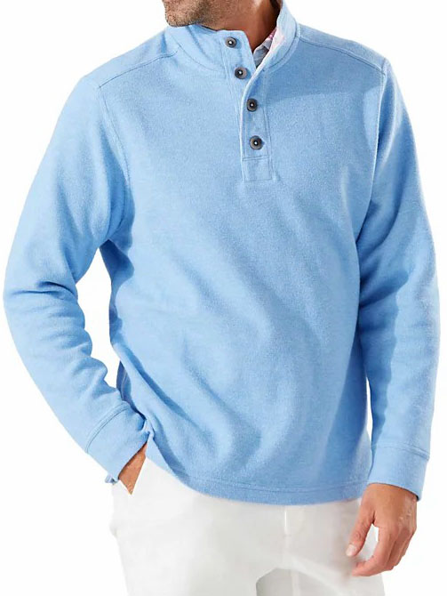 Men's Fashion Casual Vintage Stand Collar Button Down Long Sleeve Polo Shirt