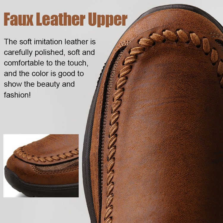 Men Handmade Side Breathable Casual Comfortable Leather Shoes