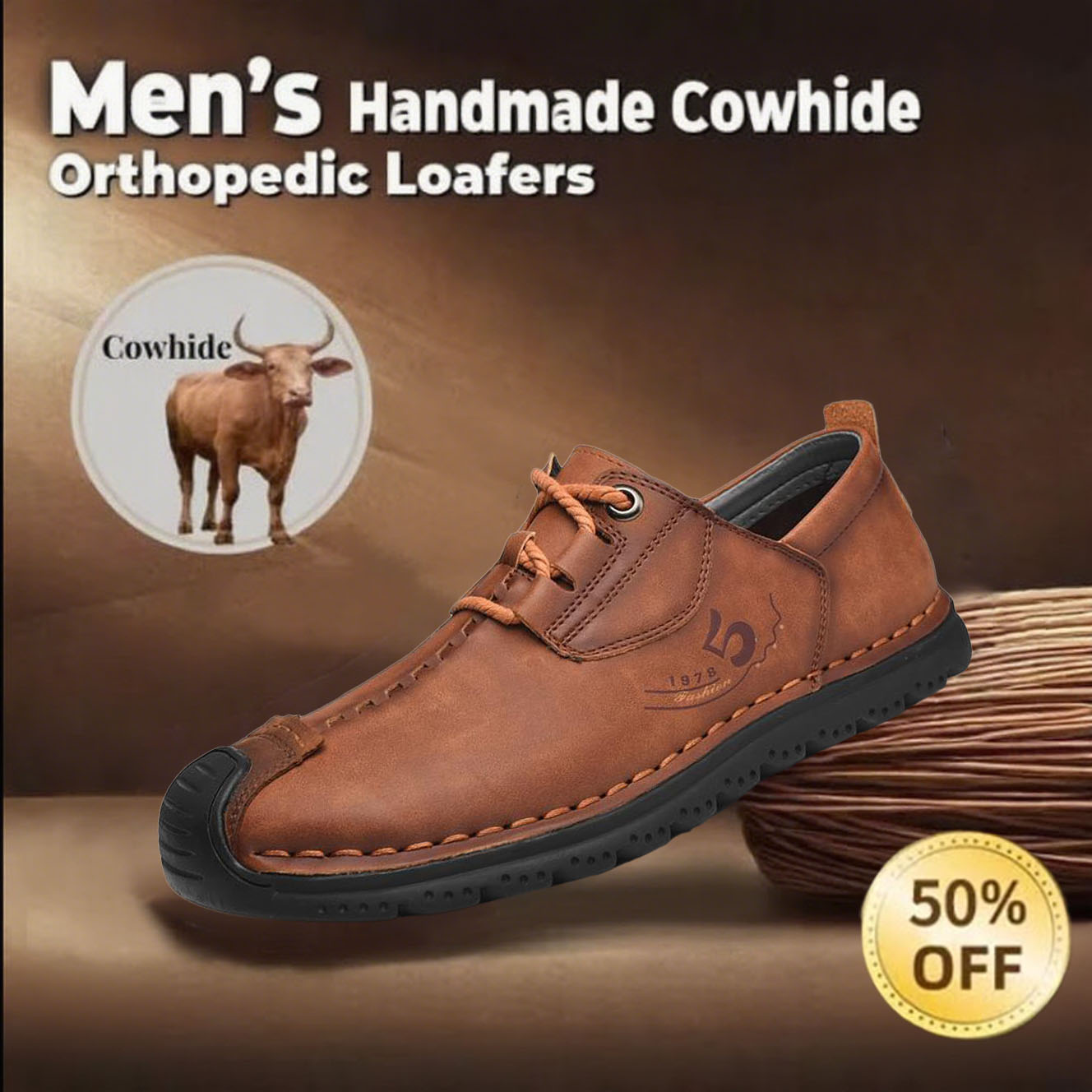 ⏰Limited Time Deal – 50% Off! Men's Casual Walking on Shoes for Bunions