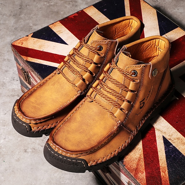 🔥Hot Selling🔥 Men's New High-Top Lace-Up Genuine Leather Soft-Soled Orthopedic Shoes